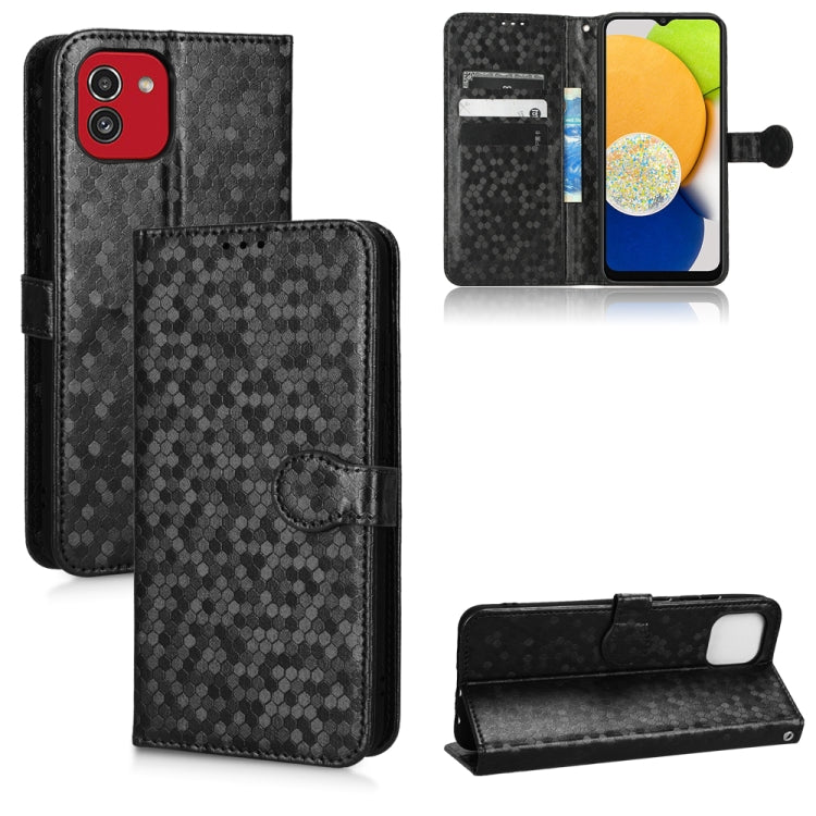 For Samsung Galaxy A03 Global 164.27mm Honeycomb Dot Texture Leather Phone Case