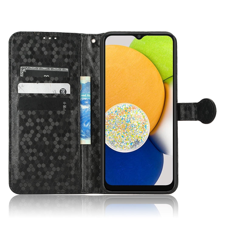 For Samsung Galaxy A03 Global 164.27mm Honeycomb Dot Texture Leather Phone Case