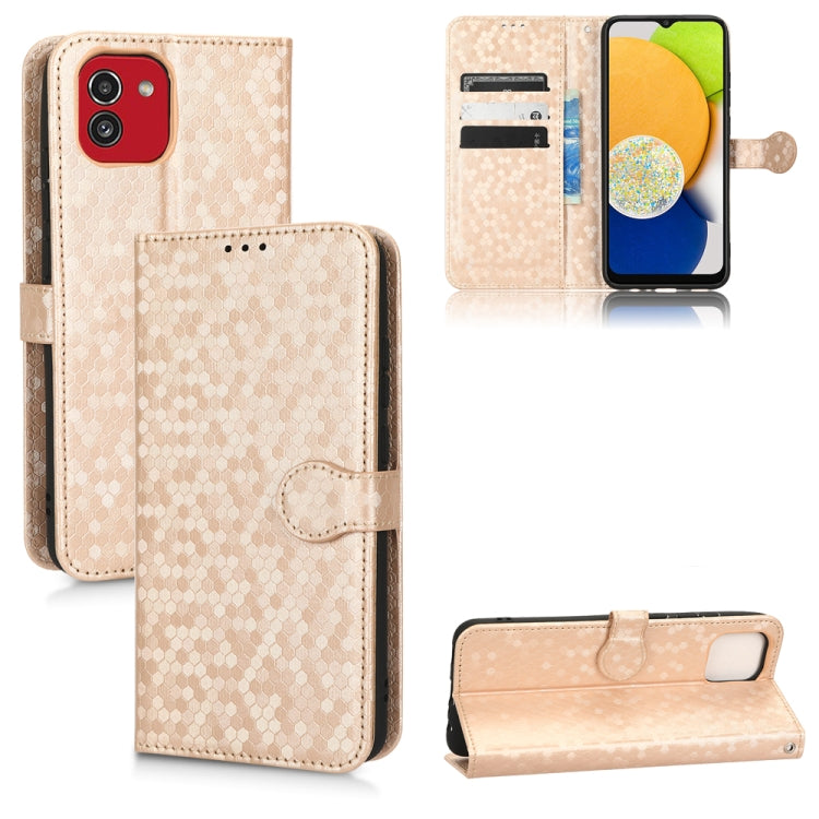 For Samsung Galaxy A03 Global 164.27mm Honeycomb Dot Texture Leather Phone Case