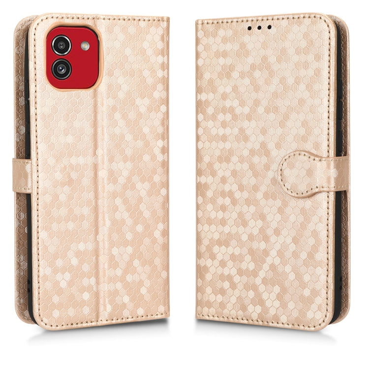 For Samsung Galaxy A03 Global 164.27mm Honeycomb Dot Texture Leather Phone Case