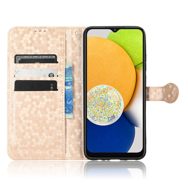 For Samsung Galaxy A03 Global 164.27mm Honeycomb Dot Texture Leather Phone Case