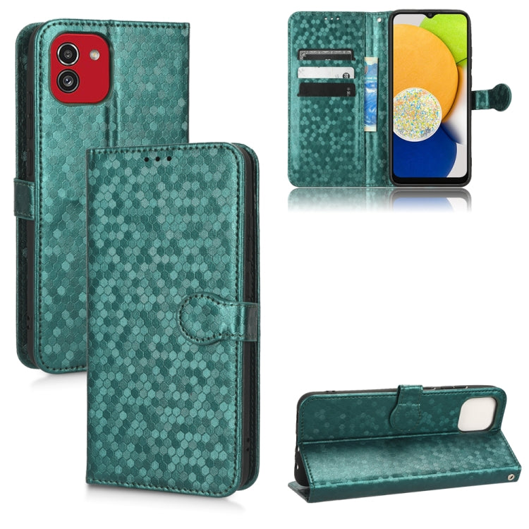 For Samsung Galaxy A03 EU Version 166.59mm Honeycomb Dot Texture Leather Phone Case