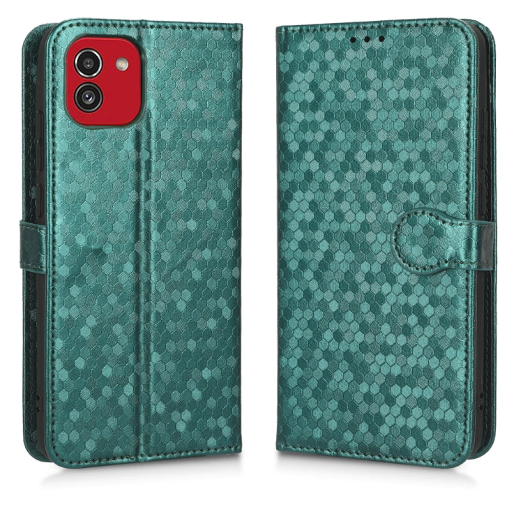 For Samsung Galaxy A03 EU Version 166.59mm Honeycomb Dot Texture Leather Phone Case