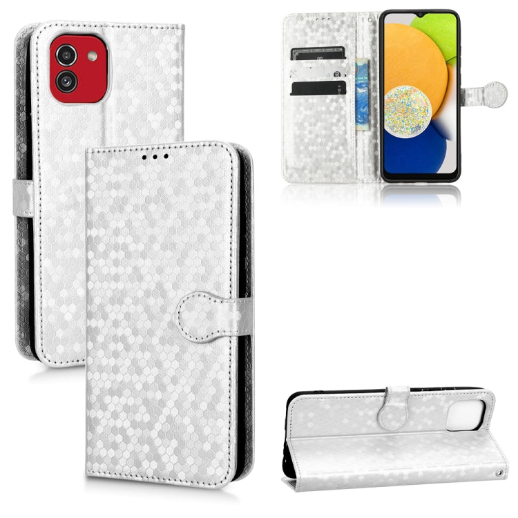 For Samsung Galaxy A03 EU Version 166.59mm Honeycomb Dot Texture Leather Phone Case