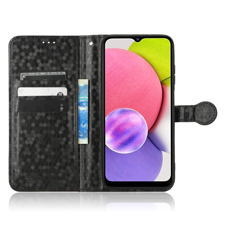 For Samsung Galaxy A03s 164.2mm Honeycomb Dot Texture Leather Phone Case