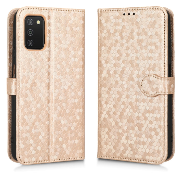 For Samsung Galaxy A03s 164.2mm Honeycomb Dot Texture Leather Phone Case