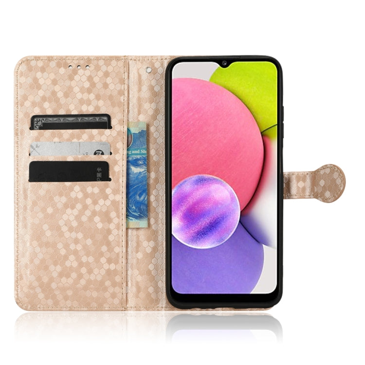 For Samsung Galaxy A03s 164.2mm Honeycomb Dot Texture Leather Phone Case