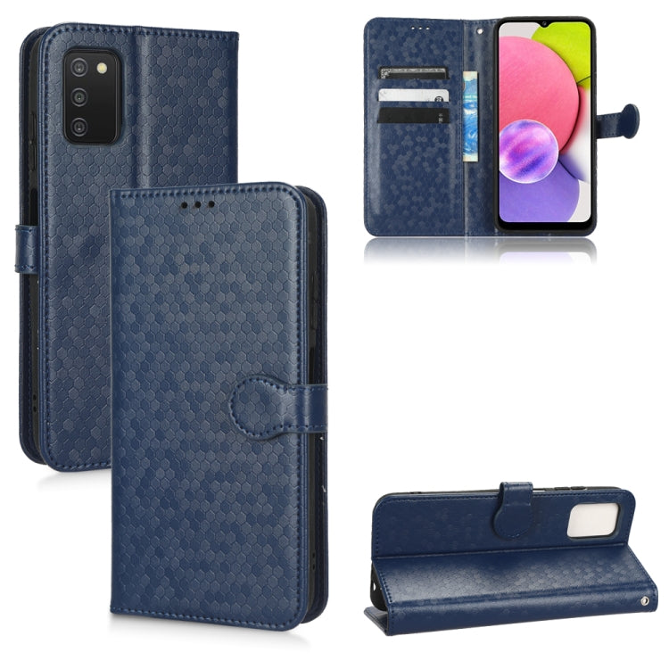 For Samsung Galaxy A03s 164.2mm Honeycomb Dot Texture Leather Phone Case