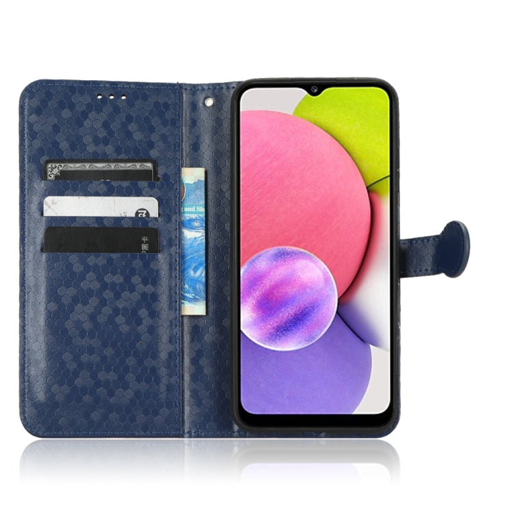 For Samsung Galaxy A03s 164.2mm Honeycomb Dot Texture Leather Phone Case