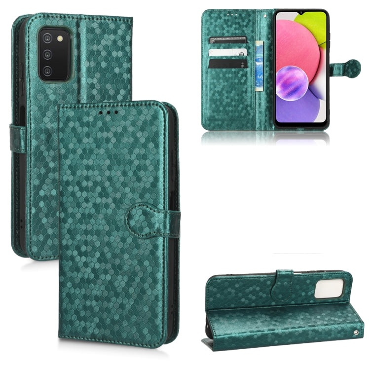 For Samsung Galaxy A03s 164.2mm Honeycomb Dot Texture Leather Phone Case