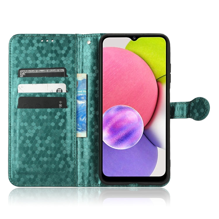 For Samsung Galaxy A03s 164.2mm Honeycomb Dot Texture Leather Phone Case