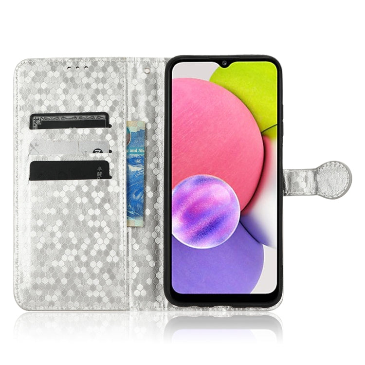 For Samsung Galaxy A03s 164.2mm Honeycomb Dot Texture Leather Phone Case