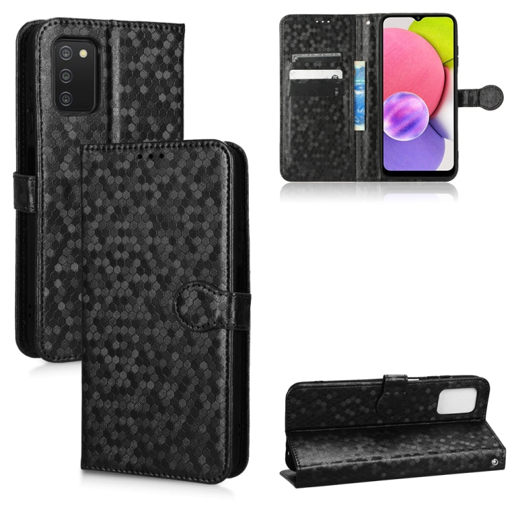 For Samsung Galaxy A03s 166mm Honeycomb Dot Texture Leather Phone Case