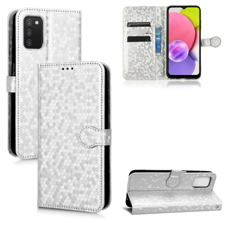 For Samsung Galaxy A03s 166mm Honeycomb Dot Texture Leather Phone Case