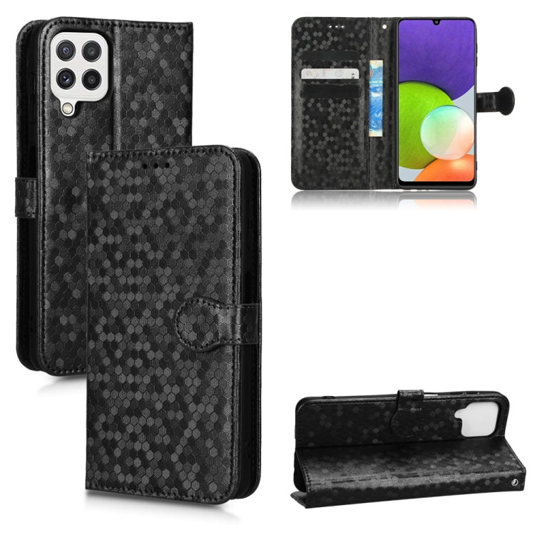 For Samsung Galaxy A12 / M12 Honeycomb Dot Texture Leather Phone Case
