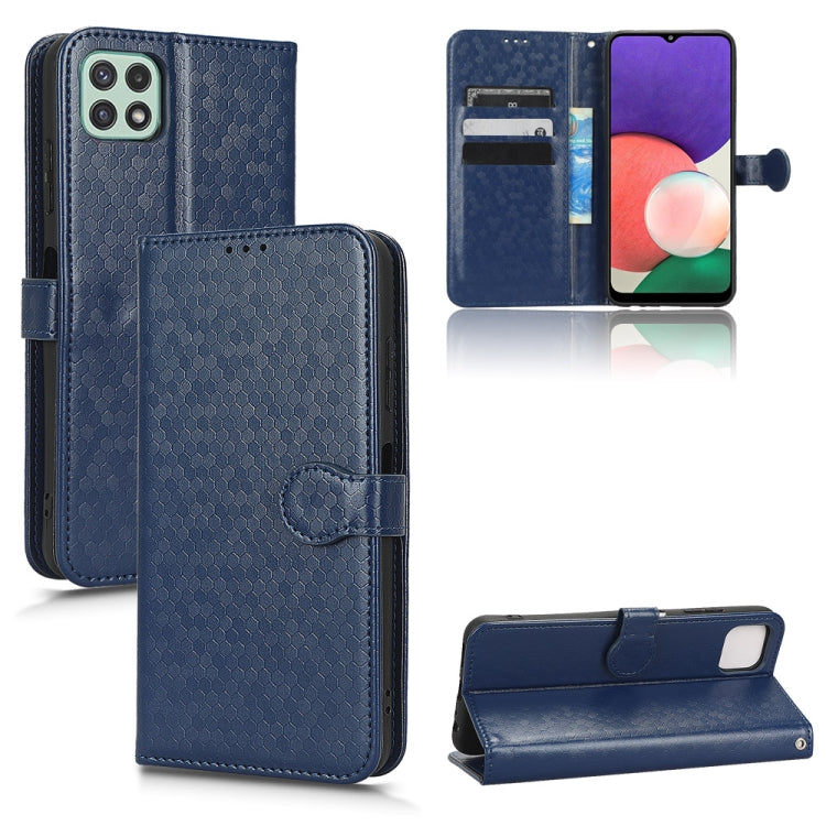 For Samsung Galaxy A22 5G Honeycomb Dot Texture Leather Phone Case