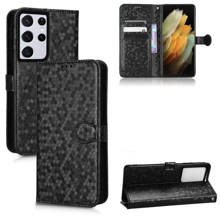 For Samsung Galaxy S21 Ultra 5G Honeycomb Dot Texture Leather Phone Case