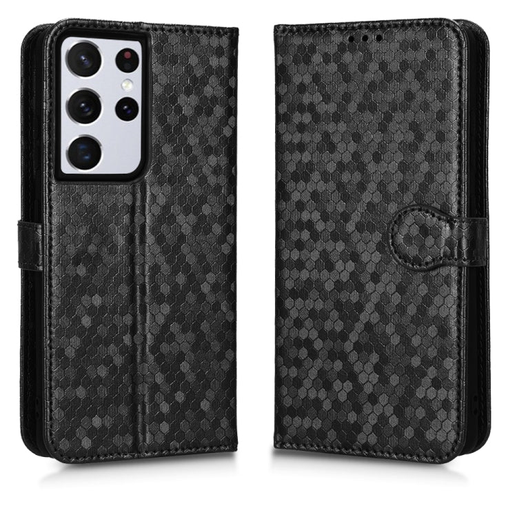 For Samsung Galaxy S21 Ultra 5G Honeycomb Dot Texture Leather Phone Case