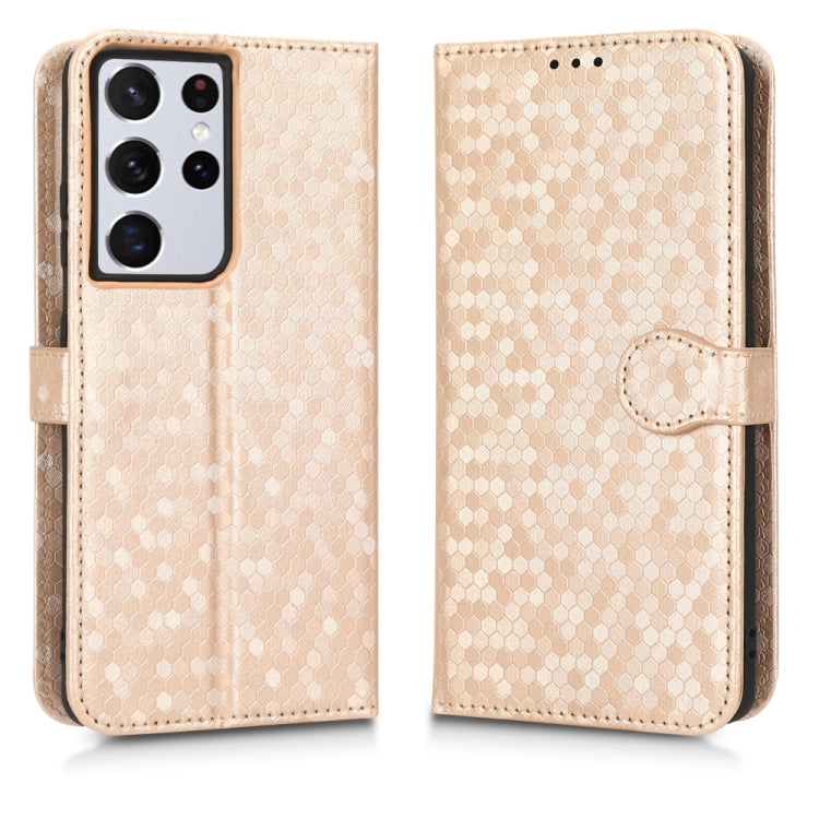 For Samsung Galaxy S21 Ultra 5G Honeycomb Dot Texture Leather Phone Case