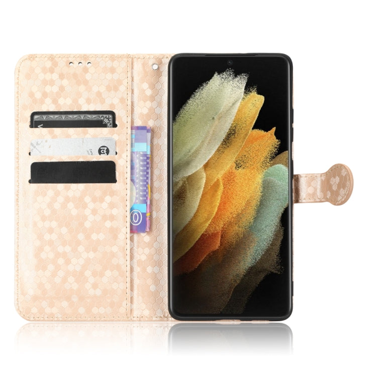 For Samsung Galaxy S21 Ultra 5G Honeycomb Dot Texture Leather Phone Case