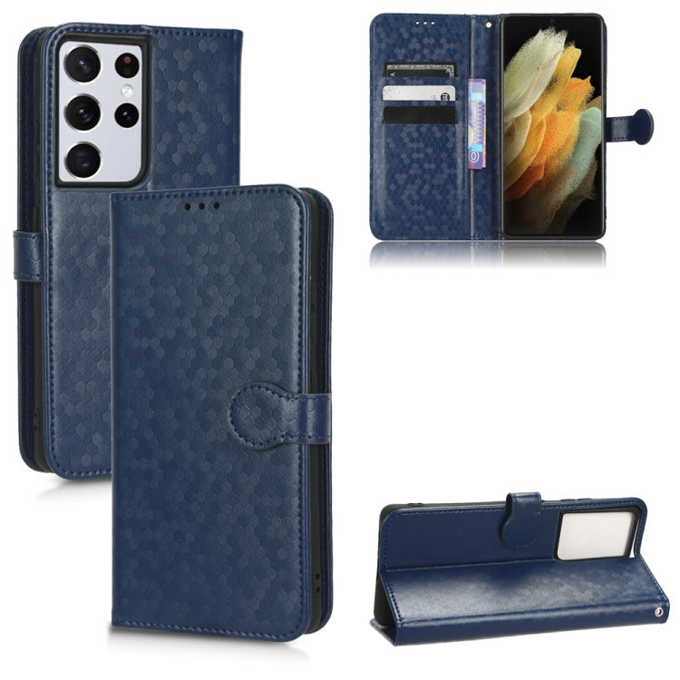 For Samsung Galaxy S21 Ultra 5G Honeycomb Dot Texture Leather Phone Case