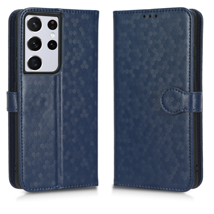 For Samsung Galaxy S21 Ultra 5G Honeycomb Dot Texture Leather Phone Case