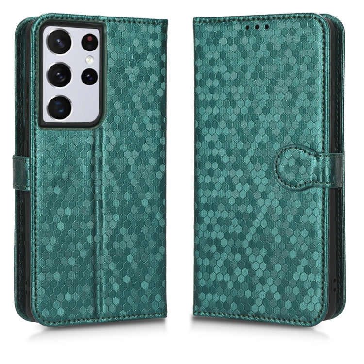 For Samsung Galaxy S21 Ultra 5G Honeycomb Dot Texture Leather Phone Case