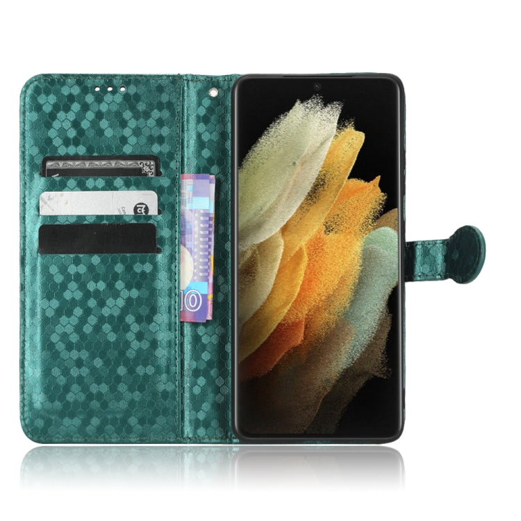 For Samsung Galaxy S21 Ultra 5G Honeycomb Dot Texture Leather Phone Case