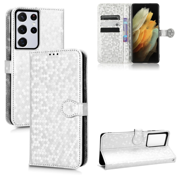 For Samsung Galaxy S21 Ultra 5G Honeycomb Dot Texture Leather Phone Case