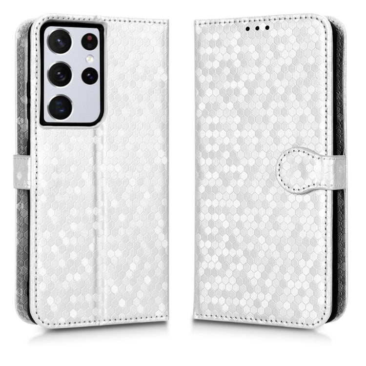 For Samsung Galaxy S21 Ultra 5G Honeycomb Dot Texture Leather Phone Case