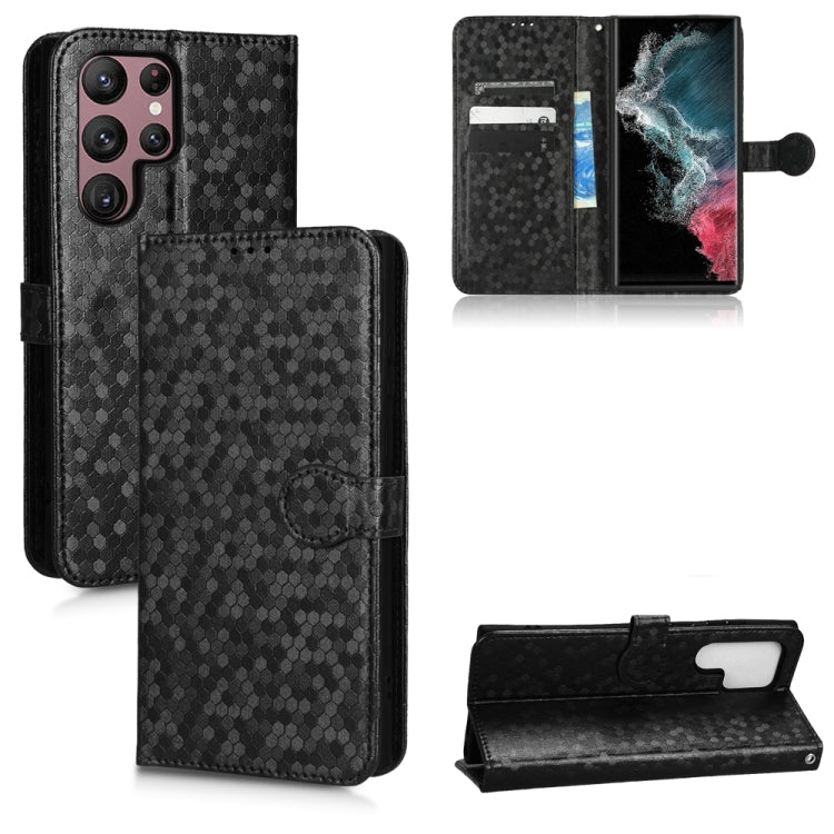 For Samsung Galaxy S22 Ultra 5G Honeycomb Dot Texture Leather Phone Case