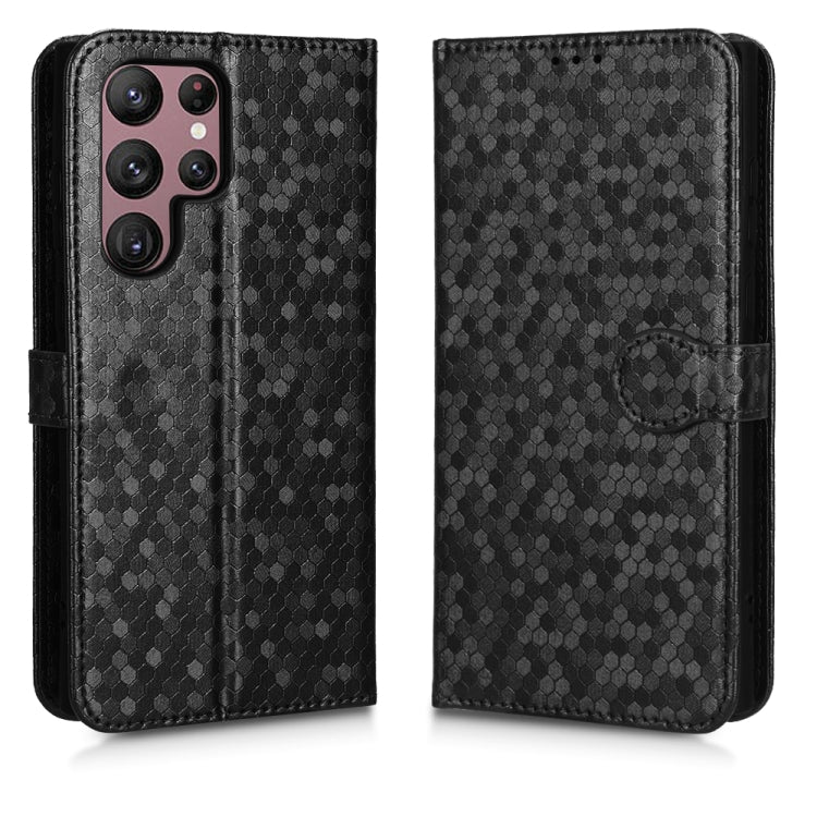 For Samsung Galaxy S22 Ultra 5G Honeycomb Dot Texture Leather Phone Case