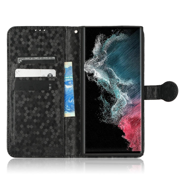 For Samsung Galaxy S22 Ultra 5G Honeycomb Dot Texture Leather Phone Case