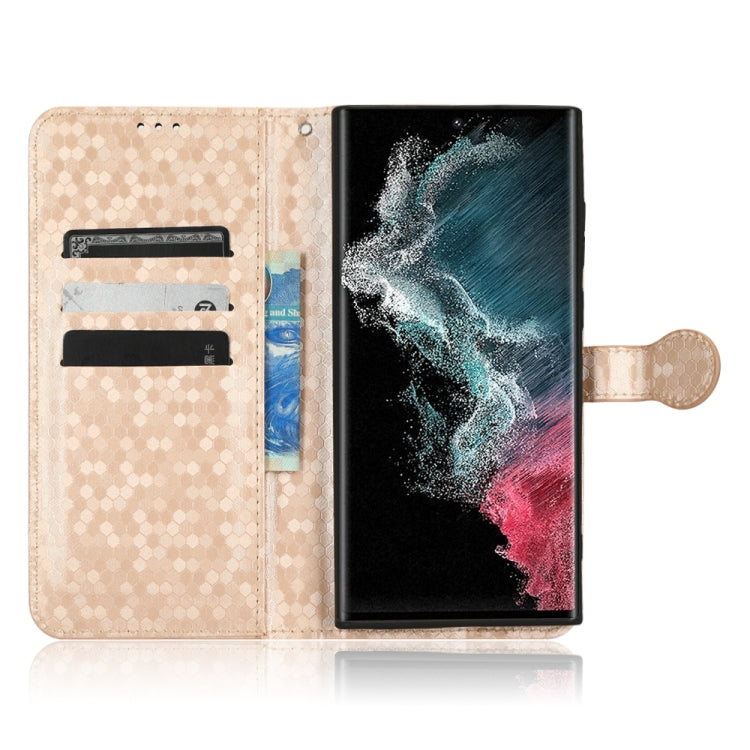 For Samsung Galaxy S22 Ultra 5G Honeycomb Dot Texture Leather Phone Case