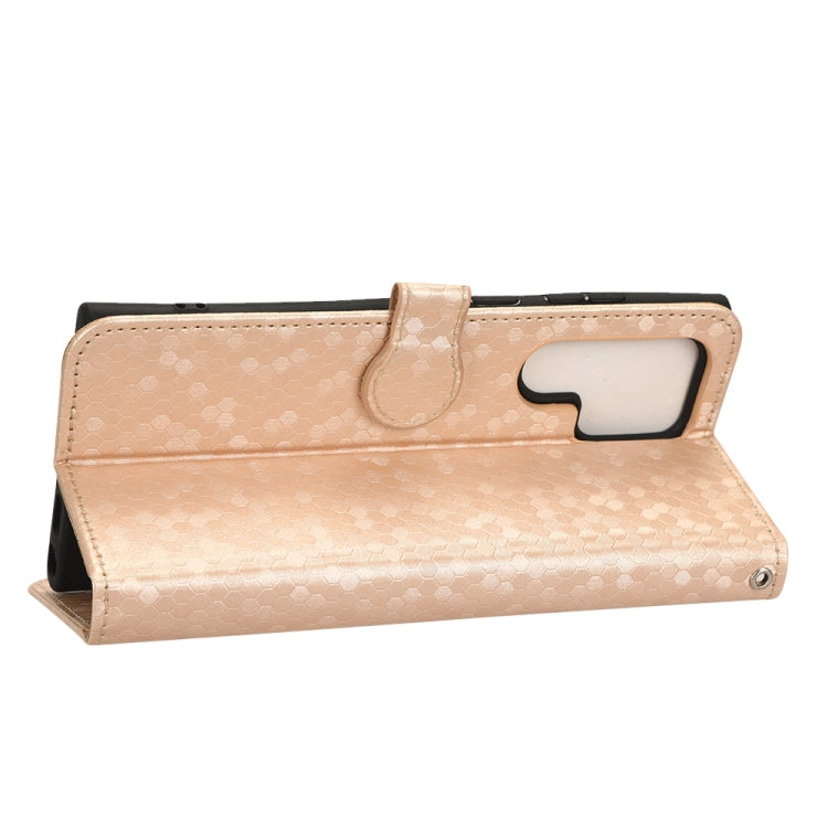 For Samsung Galaxy S22 Ultra 5G Honeycomb Dot Texture Leather Phone Case