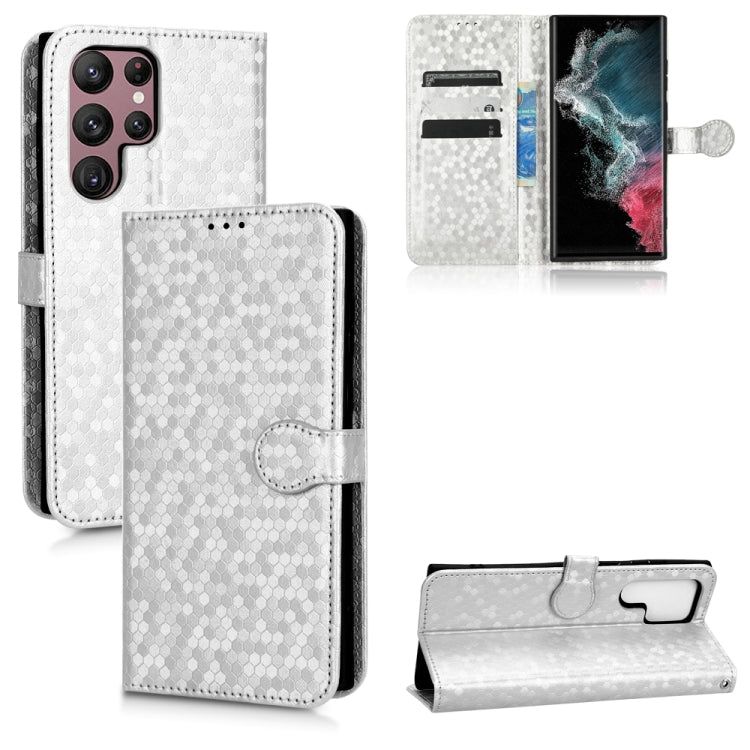 For Samsung Galaxy S22 Ultra 5G Honeycomb Dot Texture Leather Phone Case