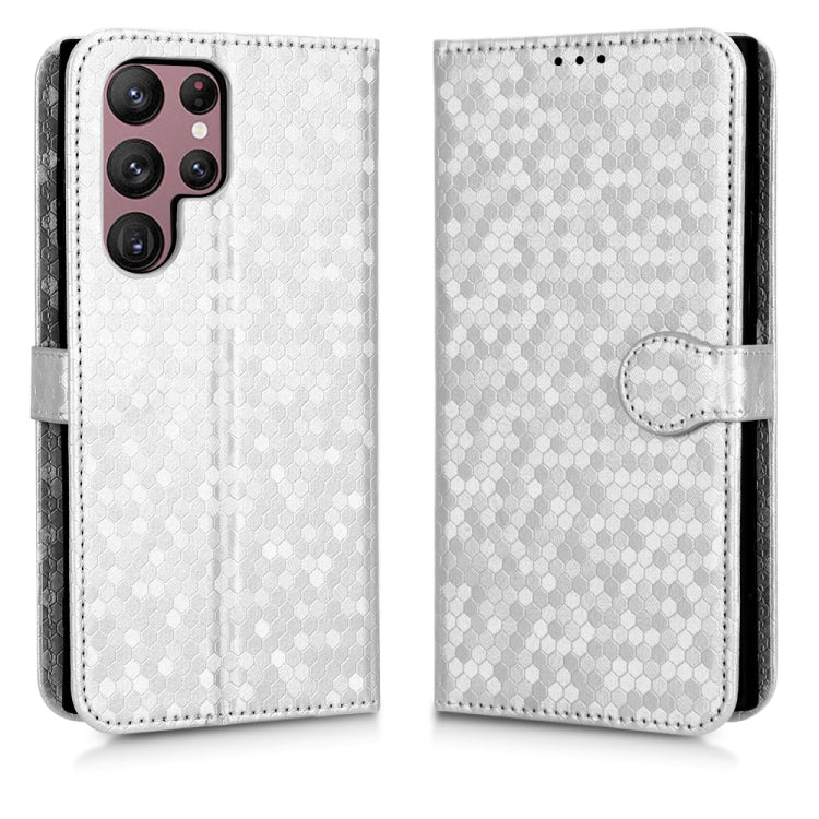 For Samsung Galaxy S22 Ultra 5G Honeycomb Dot Texture Leather Phone Case