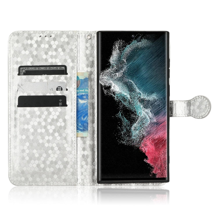 For Samsung Galaxy S22 Ultra 5G Honeycomb Dot Texture Leather Phone Case