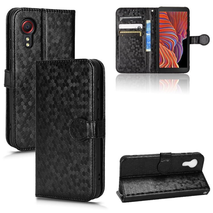 For Samsung Galaxy Xcover 5 Honeycomb Dot Texture Leather Phone Case