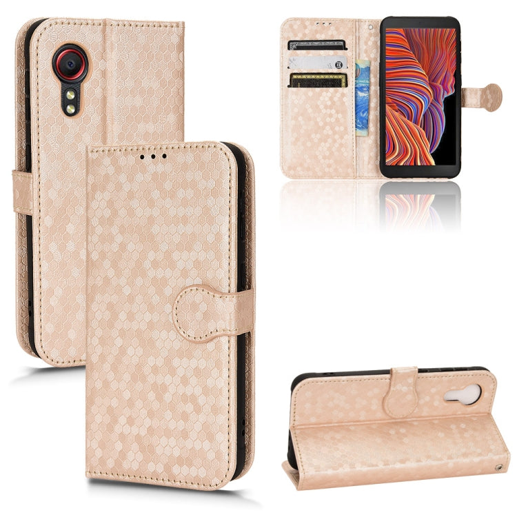 For Samsung Galaxy Xcover 5 Honeycomb Dot Texture Leather Phone Case