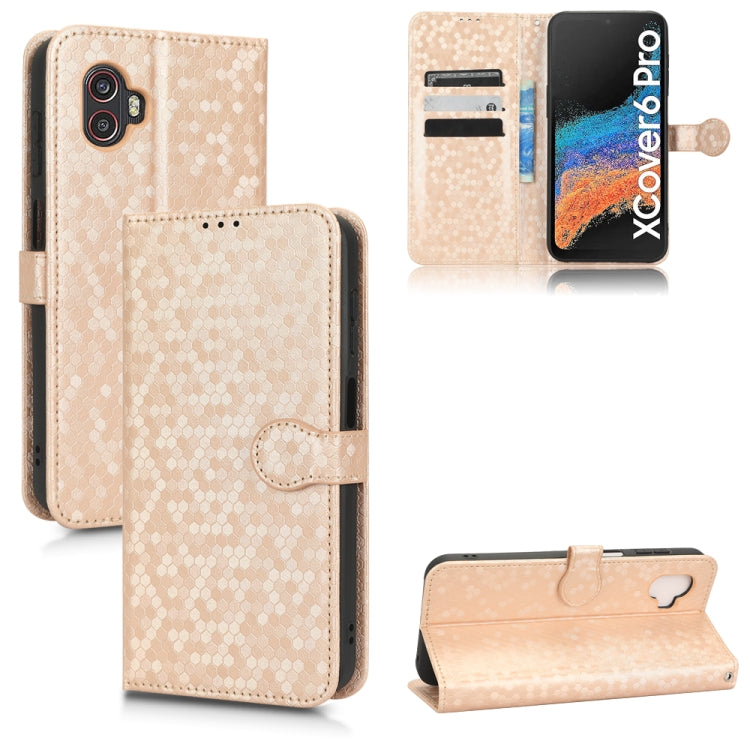 For Samsung Galaxy Xcover 6 Pro Honeycomb Dot Texture Leather Phone Case