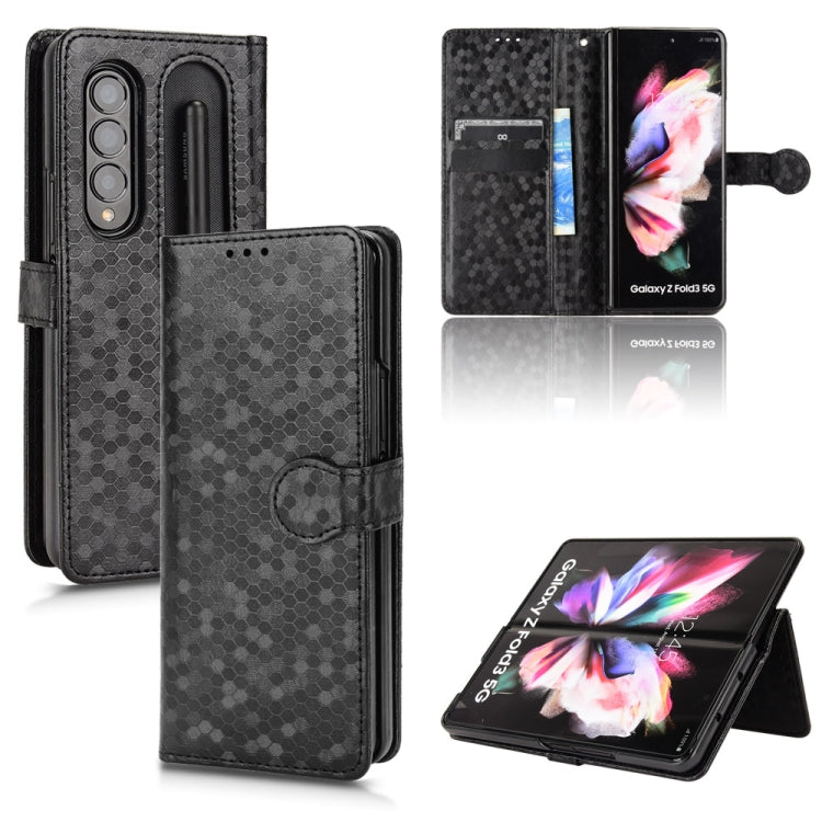 For Samsung Galaxy Z Fold3 5G Honeycomb Dot Texture Leather Phone Case