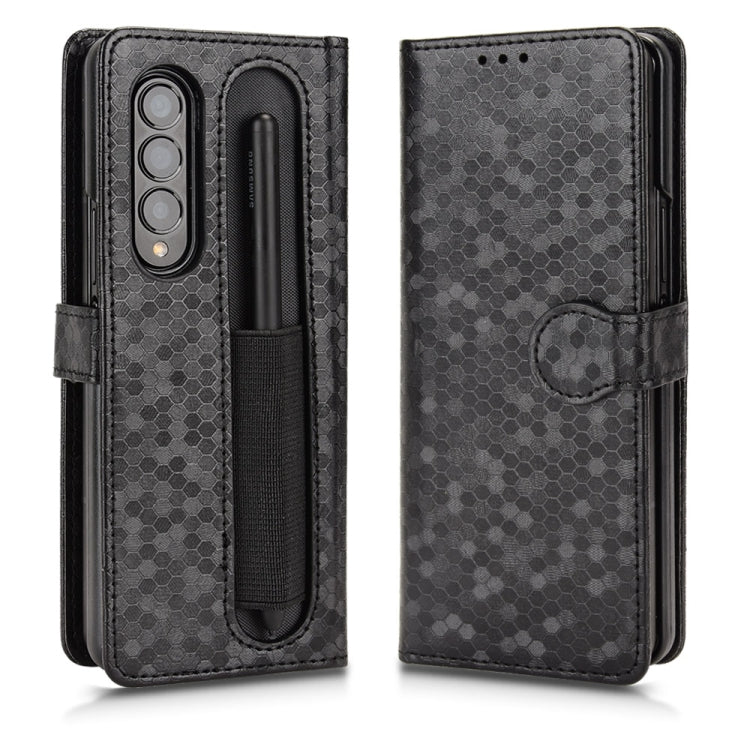For Samsung Galaxy Z Fold3 5G Honeycomb Dot Texture Leather Phone Case