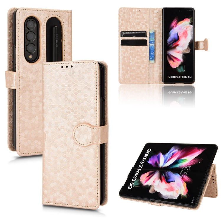 For Samsung Galaxy Z Fold3 5G Honeycomb Dot Texture Leather Phone Case