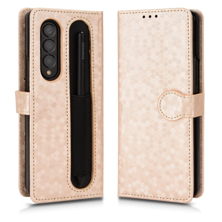 For Samsung Galaxy Z Fold3 5G Honeycomb Dot Texture Leather Phone Case