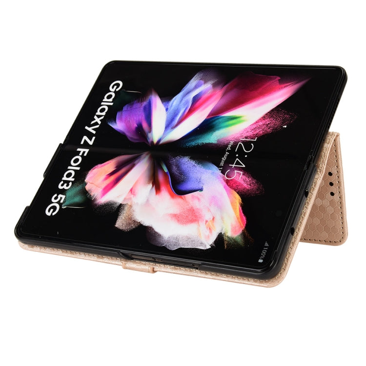 For Samsung Galaxy Z Fold3 5G Honeycomb Dot Texture Leather Phone Case