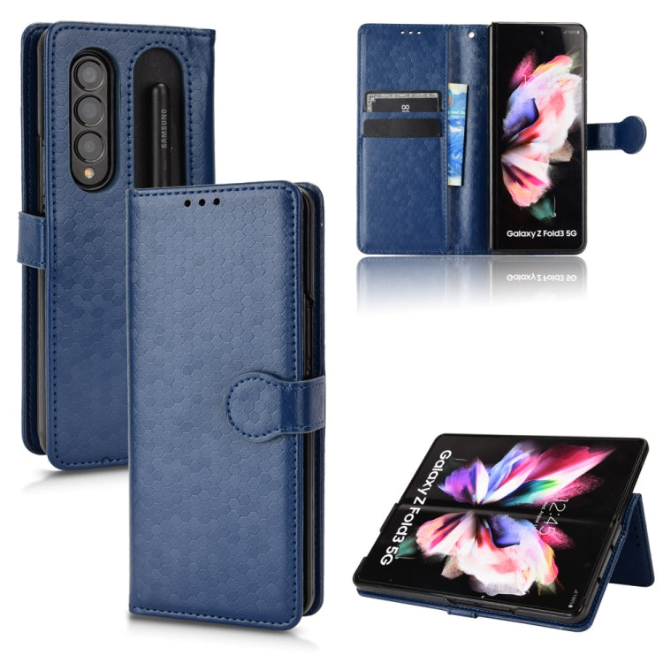 For Samsung Galaxy Z Fold3 5G Honeycomb Dot Texture Leather Phone Case