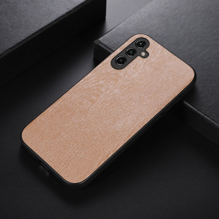 For Samsung Galaxy A14 5G Wood Texture PU Phone Case