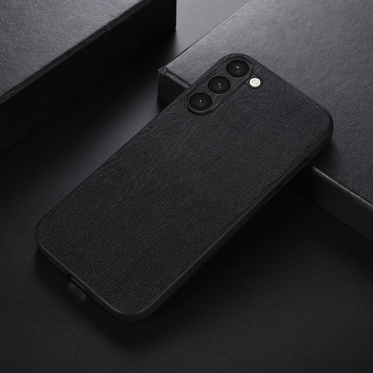 For Samsung Galaxy S23+ 5G Wood Texture PU Phone Case