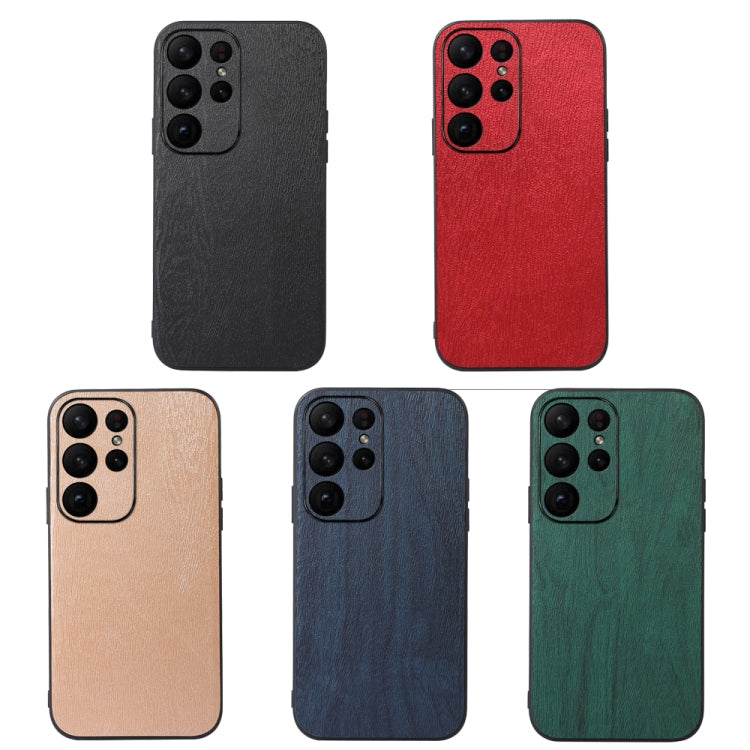 For Samsung Galaxy S23 Ultra 5G Wood Texture PU Phone Case